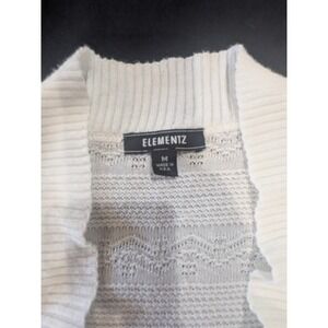 Elementz Cardigan Sweaters Women's M White Open Knit Open Front Long Sleeve